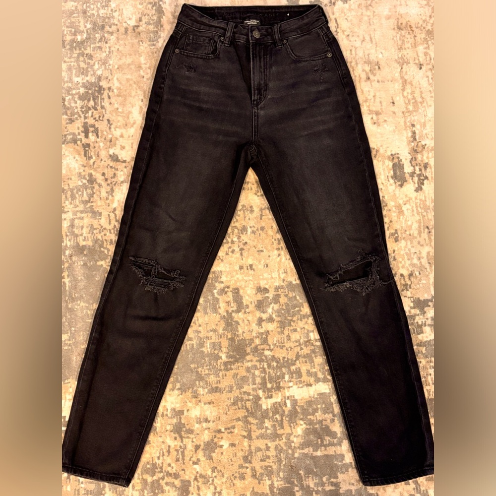 American Eagle Black Baggy Jeans in size 00